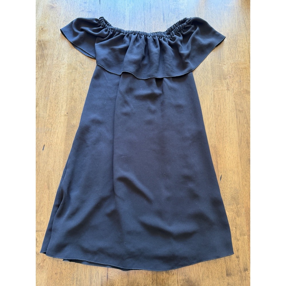 Aritzia Wilfred Women's Black Off Shoulder Ruffle Midi Dress Size Small